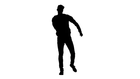Black silhouette on a white background, a guy dancing street dances, isolated 스톡 동영상 121514835