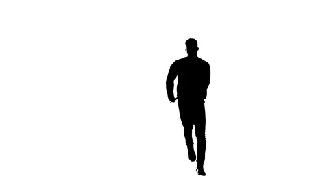 Black silhouette on a white background, guy dancing hiphop isolated 库存影片 121514874