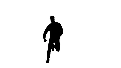 Black silhouette on a white background, guy dancing break dance, isolated Video stock 121514950