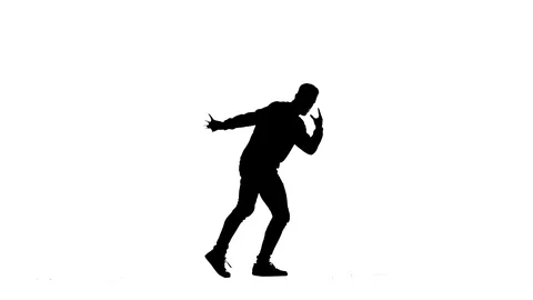 Black silhouette on a white background, guy dancing break dance, isolated Vídeo Stock 121515015