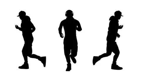Black silhouette on a white background man run . Stock Footage 236203319