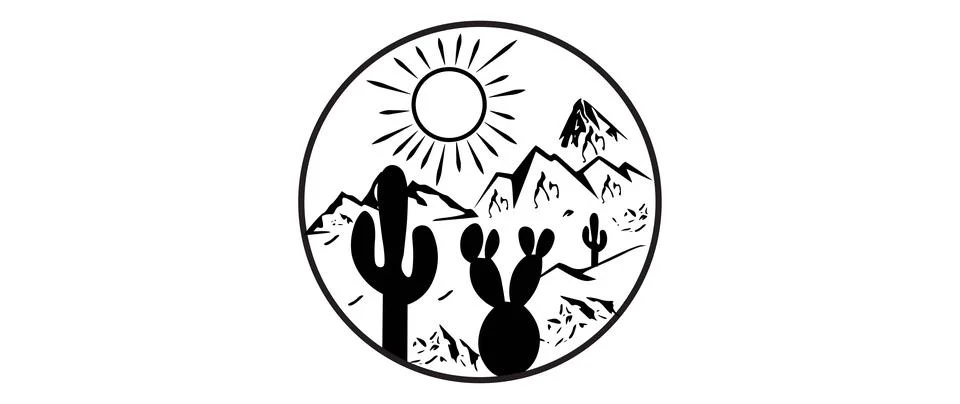 A black silhouette on white background within a circle illustration featuring Stock Illustration