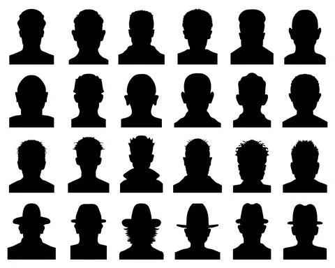 Black silhouettes of avatars Stock Illustration