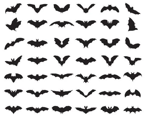 Black silhouettes of bats Stock Illustration