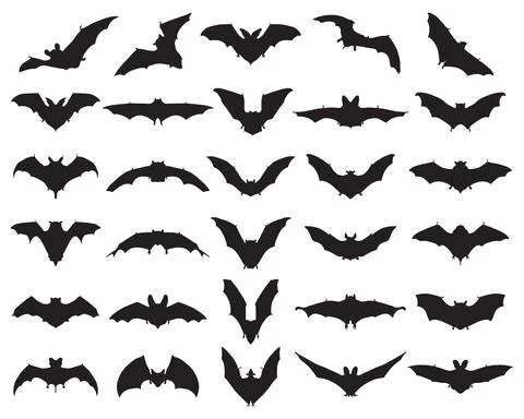 Black silhouettes of bats Stock Illustration