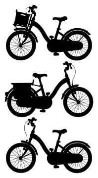 Black silhouettes of bicycles Stock Illustration