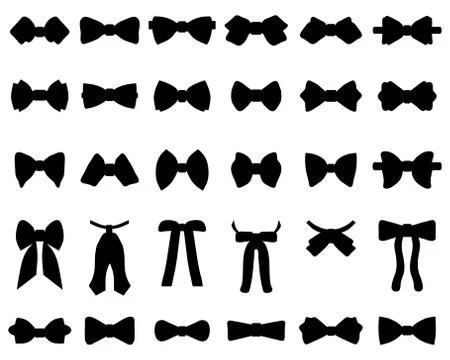Black silhouettes of bow ties Stock Illustration