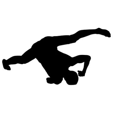 Black Silhouettes breakdancer on a white background Stock Illustration