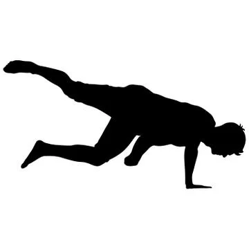 Black Silhouettes breakdancer on a white background Stock Illustration
