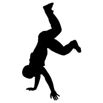 Black Silhouettes breakdancer on a white background Stock Illustration