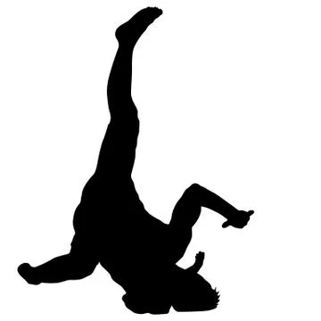 Black Silhouettes breakdancer on a white background Stock Illustration