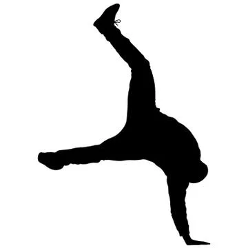 Black Silhouettes breakdancer on a white background Stock Illustration