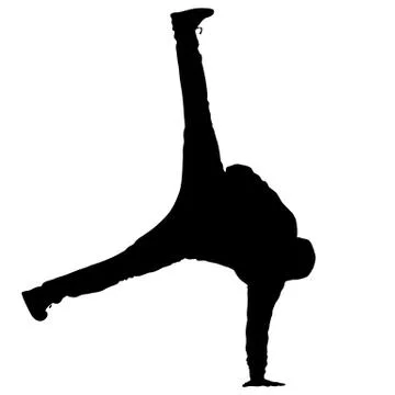 Black Silhouettes breakdancer on a white background Stock Illustration