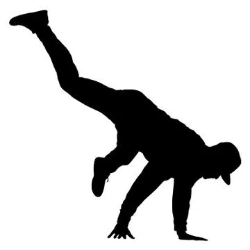 Black Silhouettes breakdancer on a white background Stock Illustration