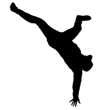 Black Silhouettes breakdancer on a white background Stock Illustration