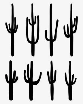 Black silhouettes of cactus Stock Illustration