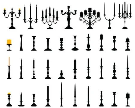 Black silhouettes of candlesticks Stock Illustration