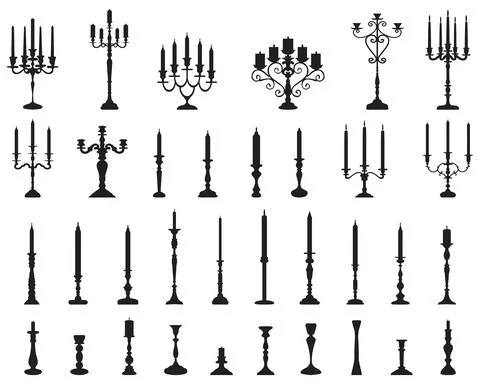 Black silhouettes of candlesticks Stock Illustration