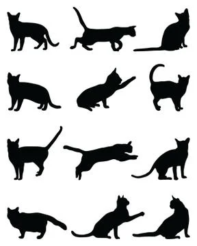 Black silhouettes of cats Stock Illustration