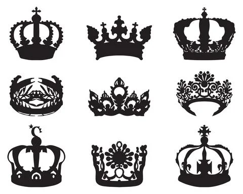 Black silhouettes of crowns Stock Illustration