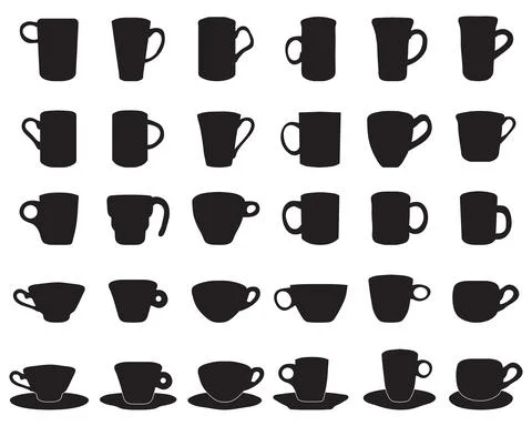 Black silhouettes of  cups Stock Illustration