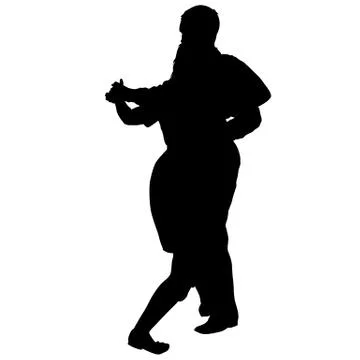 Black silhouettes dancing man and woman on white background Illustrazione stock