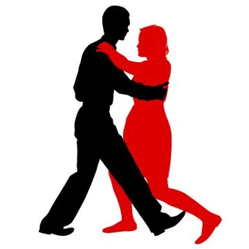 Black silhouettes Dancing on white background. Vector illustration. Stock Illustration