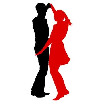 Black silhouettes Dancing on white background. Vector illustration. Illustrazione stock