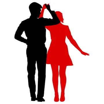 Black silhouettes Dancing on white background. Vector illustration. Illustrazione stock