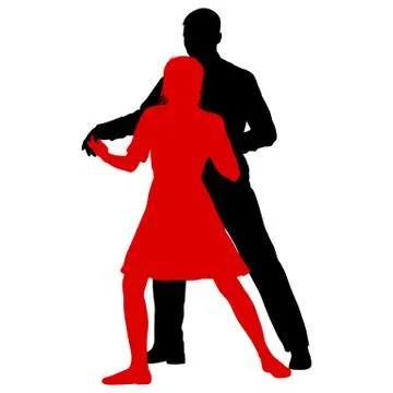 Black silhouettes Dancing on white background. Vector illustration. Illustrazione stock