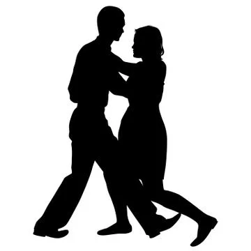 Black silhouettes Dancing on white background. Vector illustration. Stock Illustration