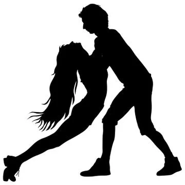 Black silhouettes Dancing on white background. Vector illustration. Stock Illustration