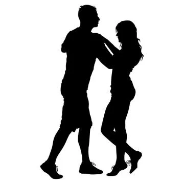Black silhouettes Dancing on white background. Vector illustration Stock Illustration