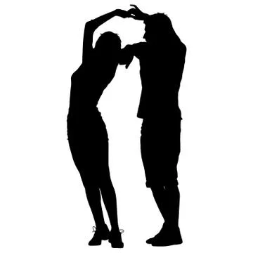 Black silhouettes Dancing on white background. Vector illustration Stock Illustration