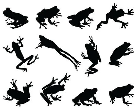 Black silhouettes of frog Stock Illustration