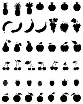Black silhouettes of fruit Stock Illustration