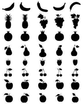 Black silhouettes of fruit Stock Illustration