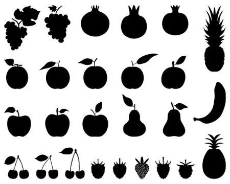 Black silhouettes of fruit Stock Illustration