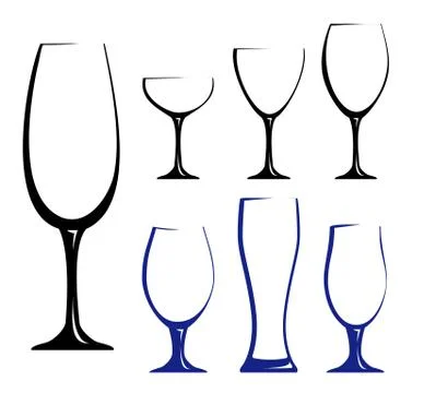 Black silhouettes of glasses Stock Illustration