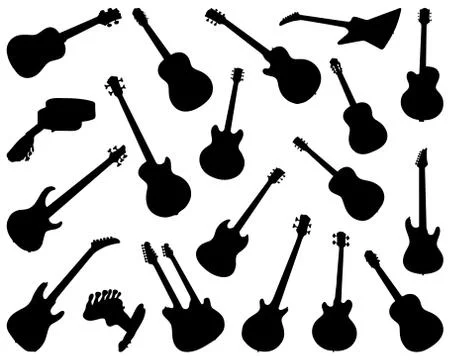 Black silhouettes of guitars Stock Illustration
