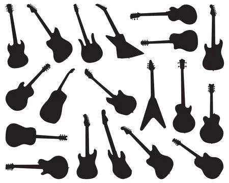 Black silhouettes of guitars Stock Illustration