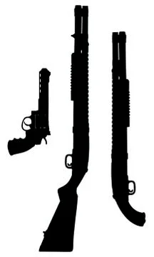 Black silhouettes of guns Stock Illustration