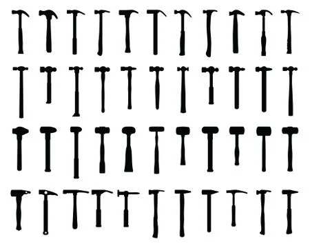 Black silhouettes of hammer Stock Illustration