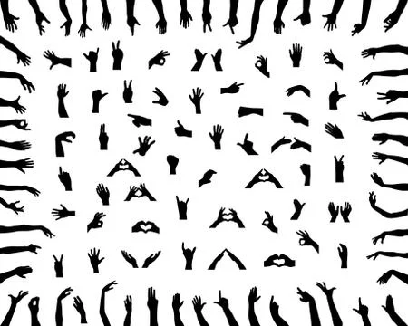 Black silhouettes of hands Stock Illustration
