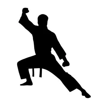 Black silhouettes of karate fighting, Single combats, a set of silhouettes Stock Illustration