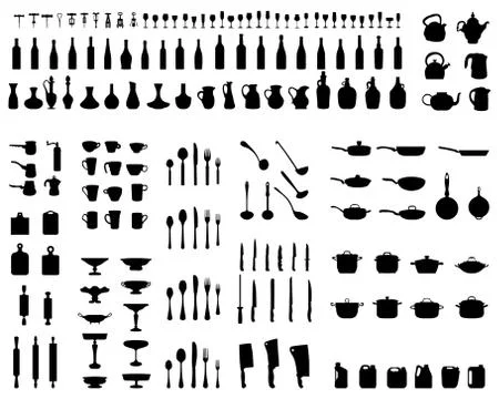 Black silhouettes of kitchenware Stock Illustration