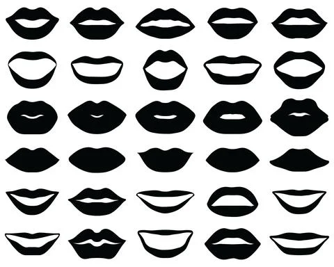 Black silhouettes of lips Stock Illustration