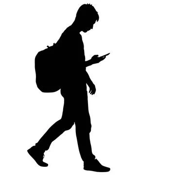  Black silhouettes man with backpack on a back. Vector illustration Black ... Stock Photos