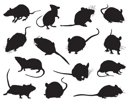 Black silhouettes of mouses Stock Illustration