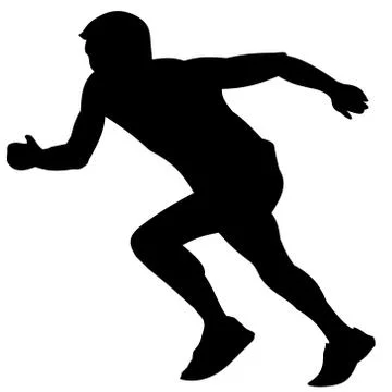 Black Silhouettes Runners sprint men on white background Stock Illustration